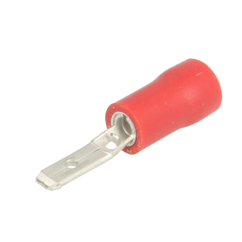 Konektor izolowany męski czerwony 2,8x0,8 mm